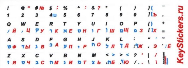 Иврит, английский и русский алфавит на белом фоне